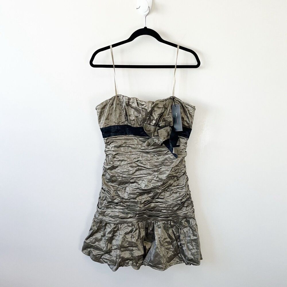 BCBG MAXAZRIA RUNWAY Organza Strapless Cocktail Dress Y2K Size Large NWT’s